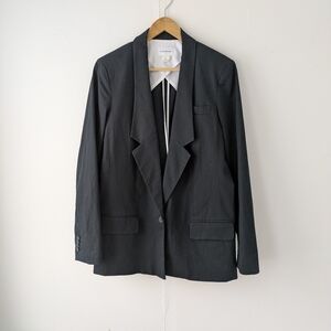 Club Monaco Black Cotton Linen Blazer Size 12 One Button